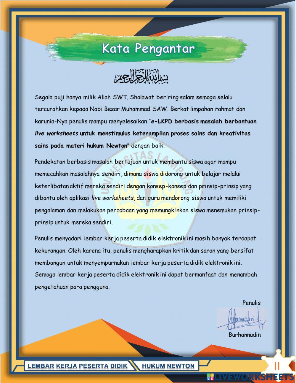 LKPD Hukum 1,2,3 Newton (Bagian 1)