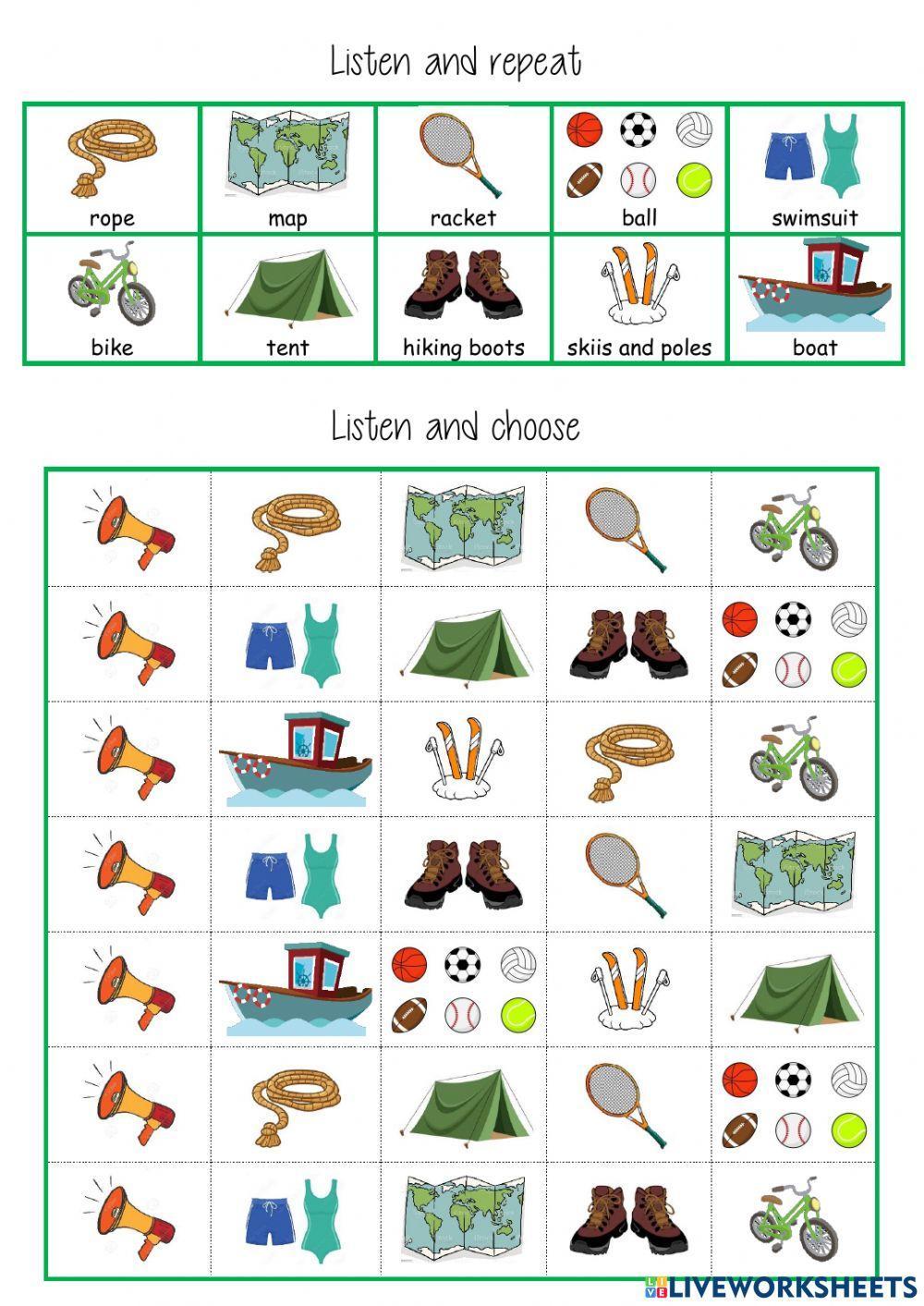 unit 3 sport and adventure equipment listen and choose