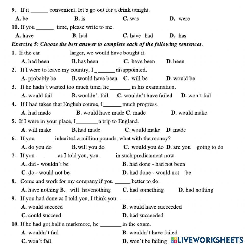 Grade 12 - Conditionals - Practice 1