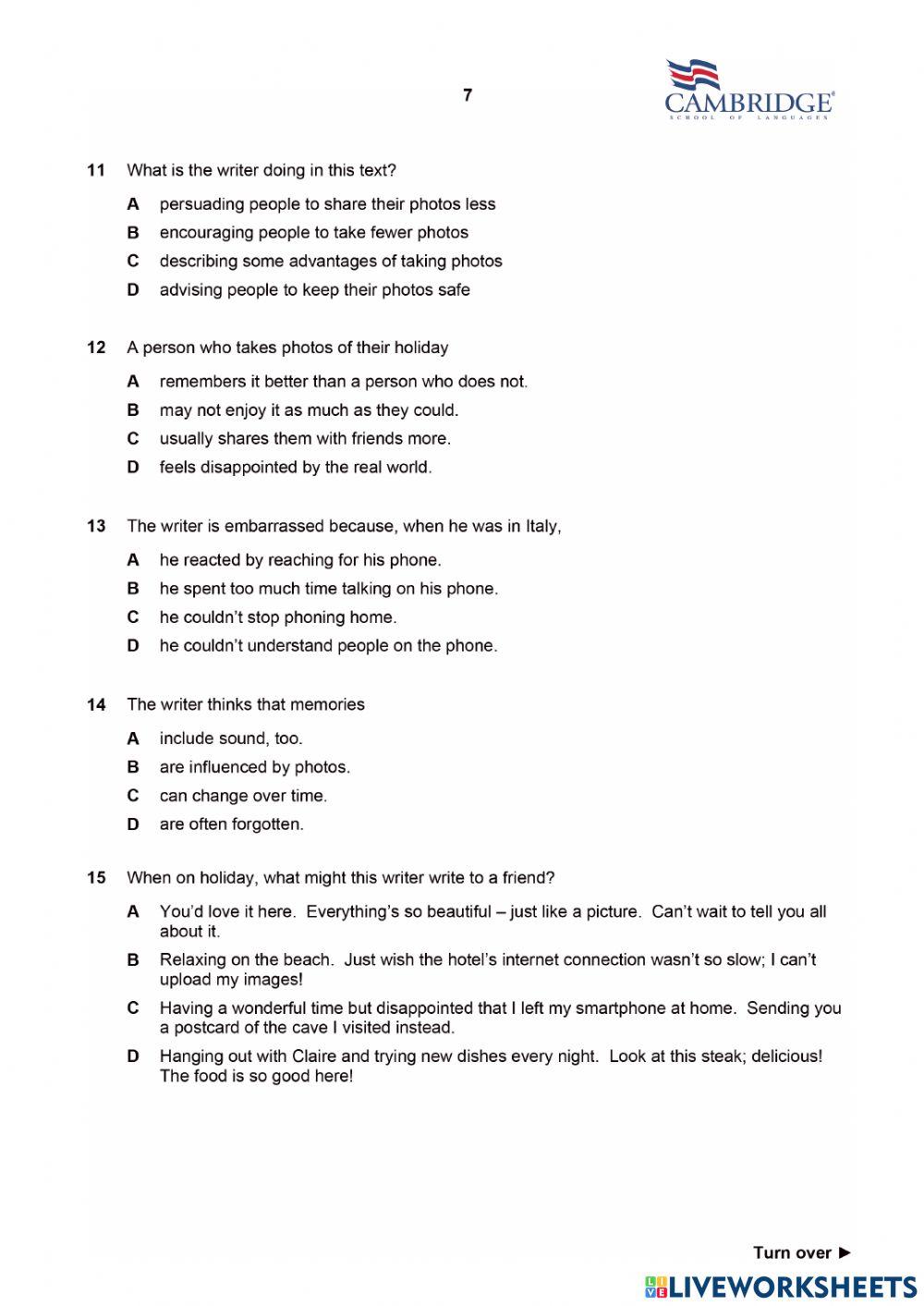 Mock Reading 1. Teens 1