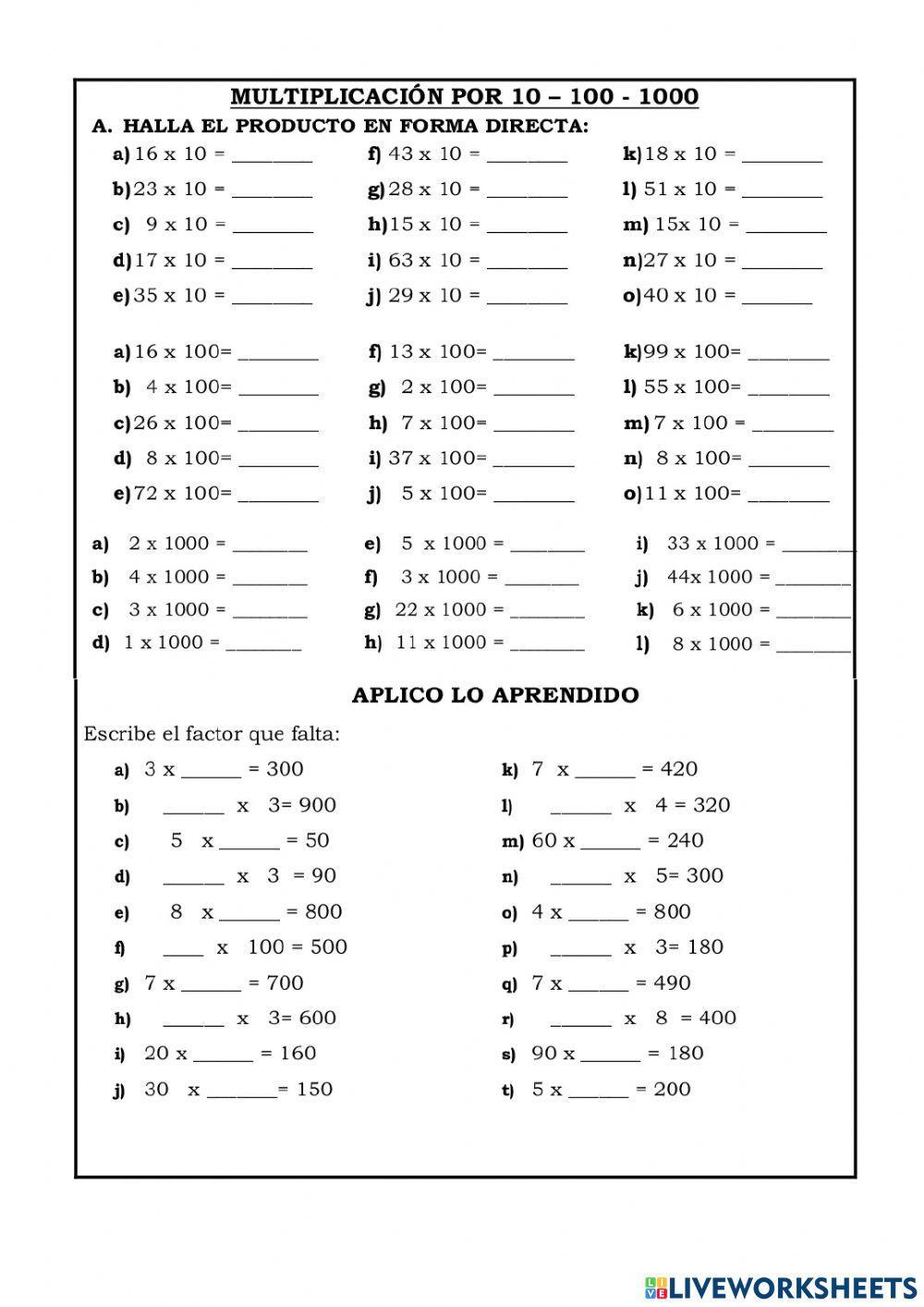 Multiplicacion por 10 100 1000