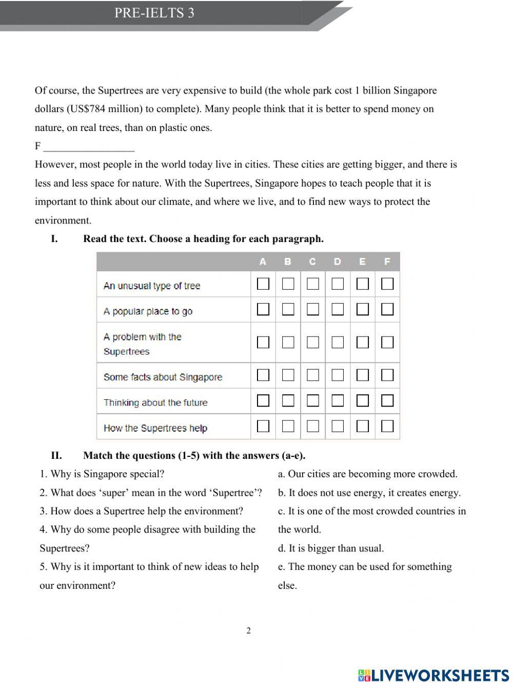 Pre IELTS Reading and Vocabulary