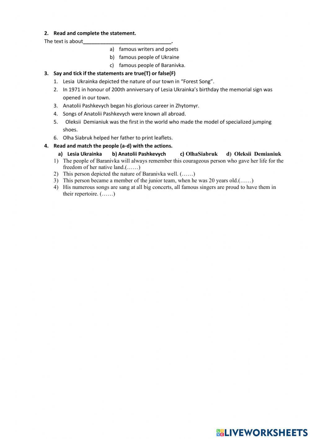 Famous People of Baranivka