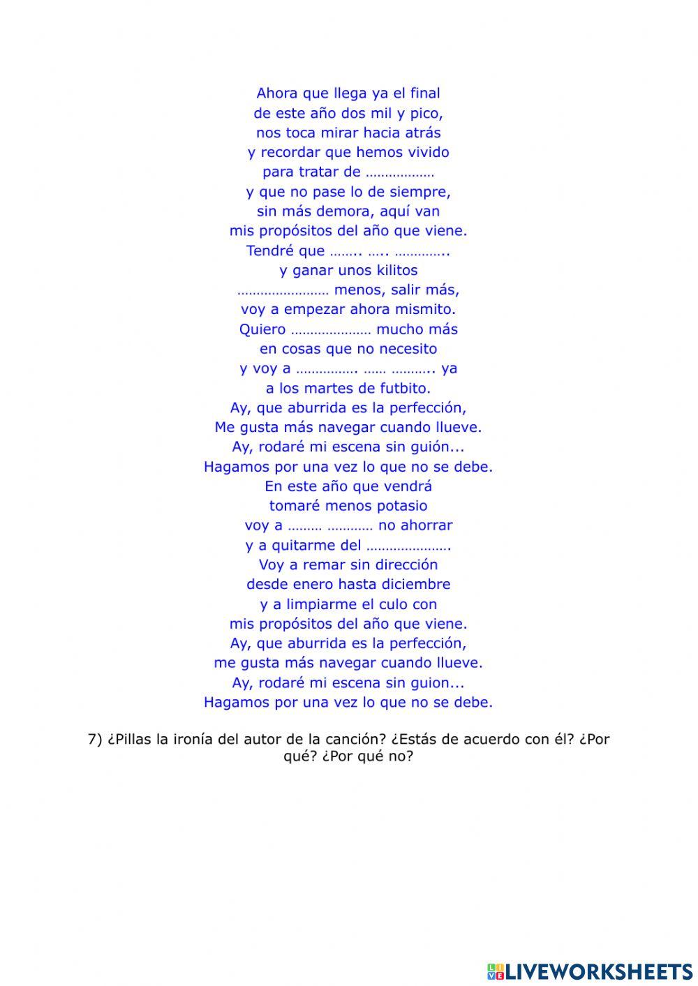 Propósitos de Año Nuevo basado en la canción de El Kanka