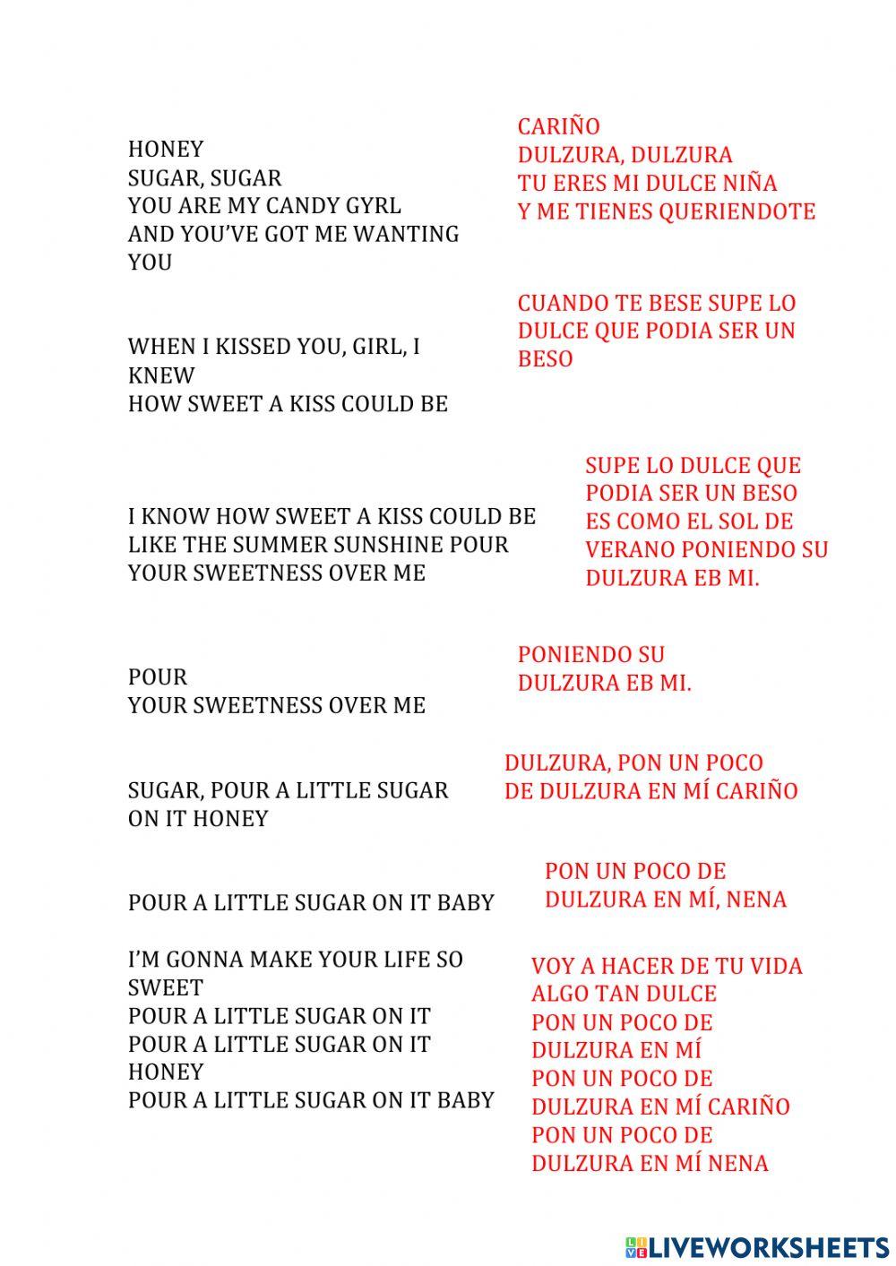 Sugar Sugar song / Puzzle song and n…: English ESL worksheets pdf & doc
