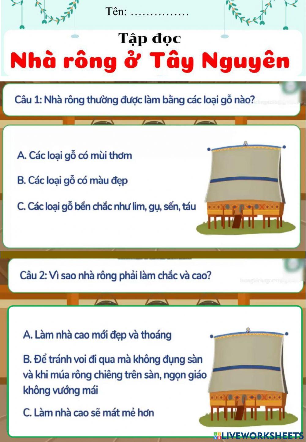 TĐ nhà rông ở Tây Nguyên TĐ nhà rông ở Tây Nguyên