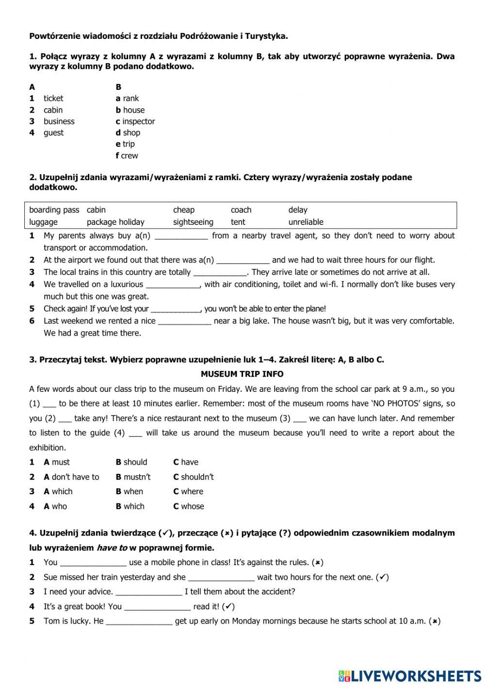 Powtórzenie - Podróżowanie i Turystyka