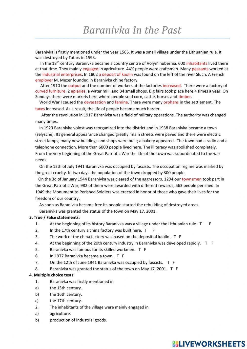 Baranivka In the Past