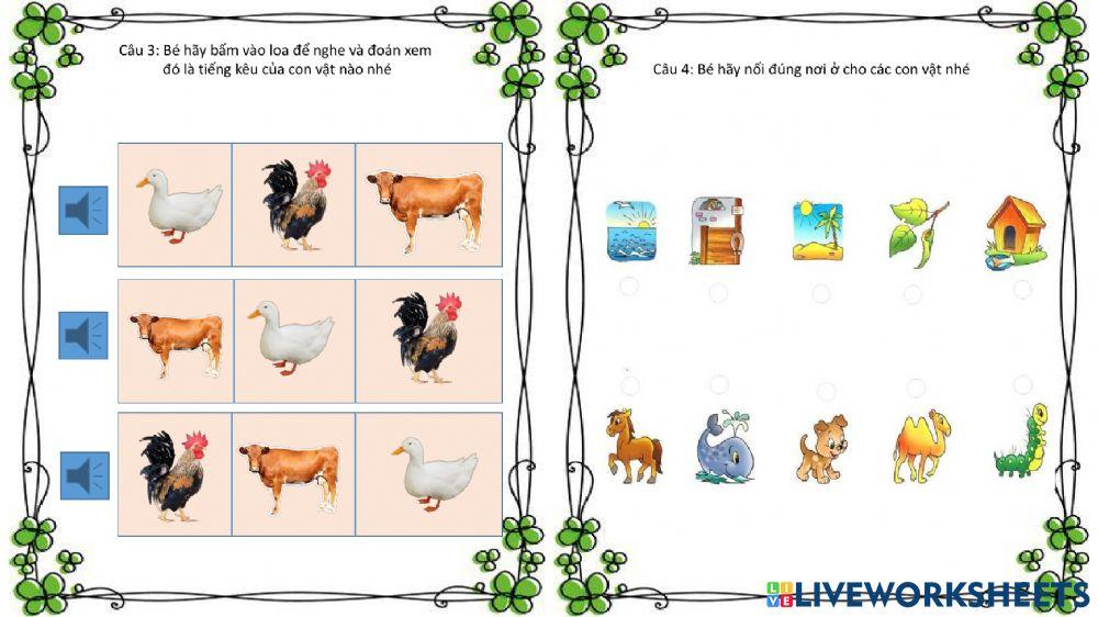 BT ôn các con vật sống trong gia đình