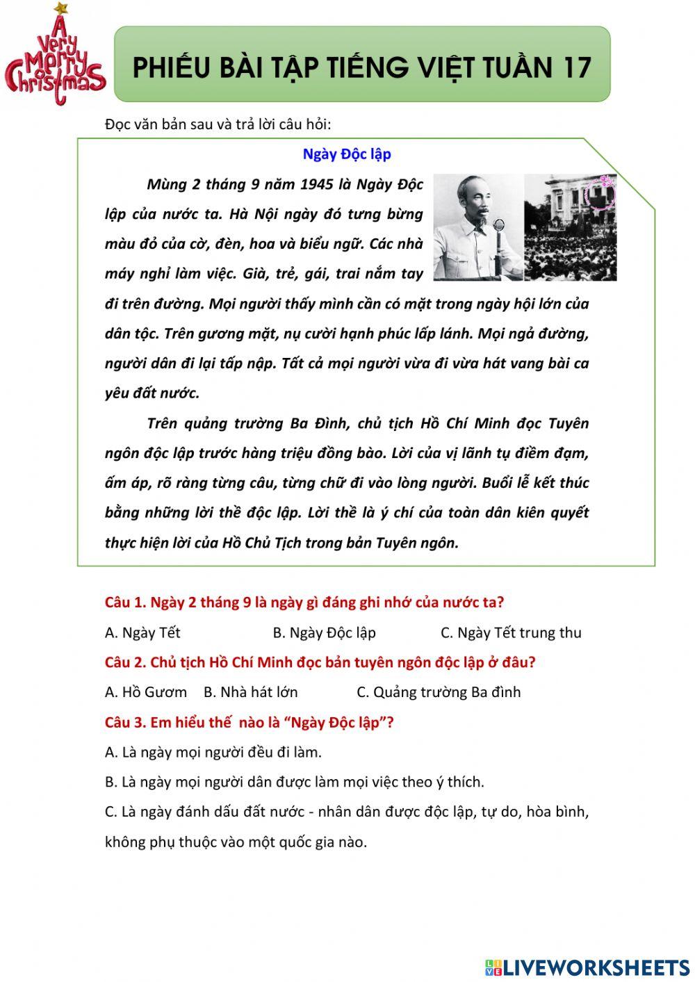 Bài tập tv tuần 17