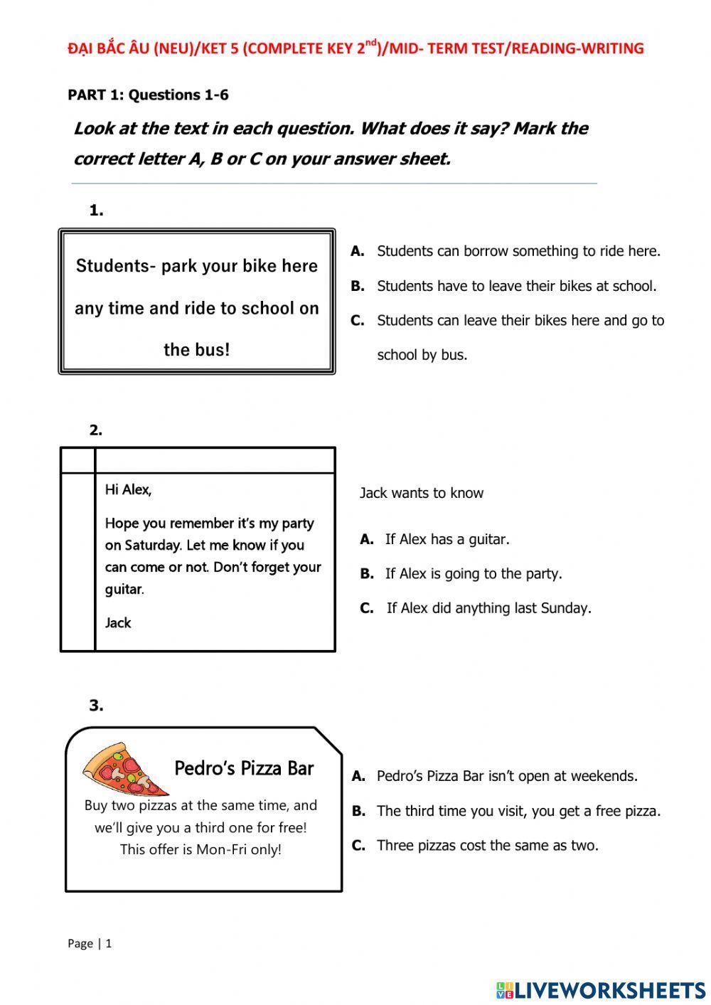 Ket 5 - mid-term test- r-w