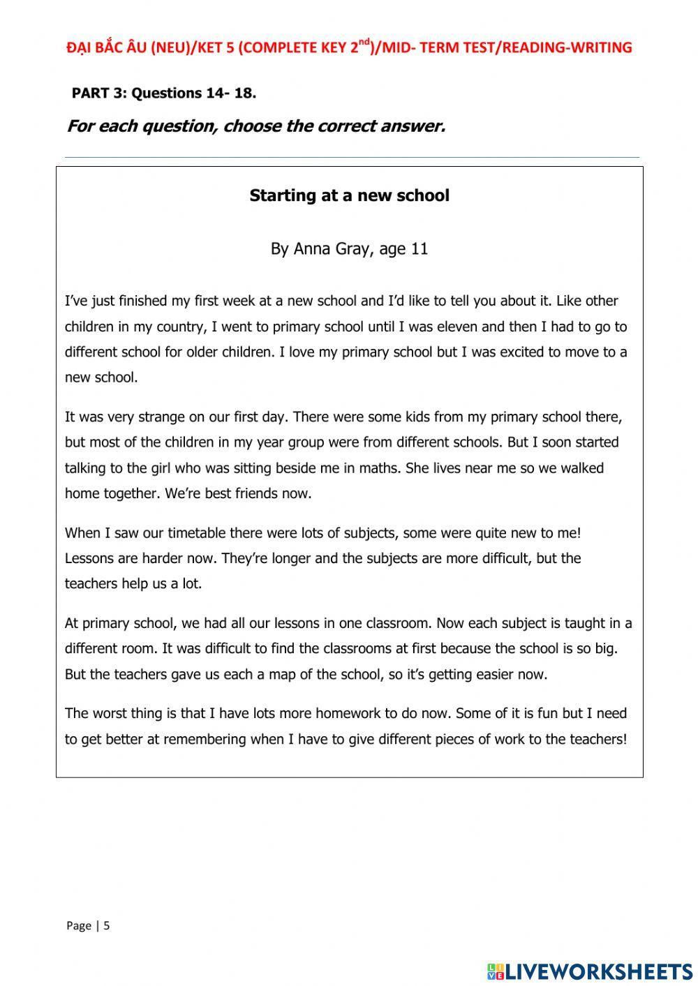 Ket 5 - mid-term test- r-w