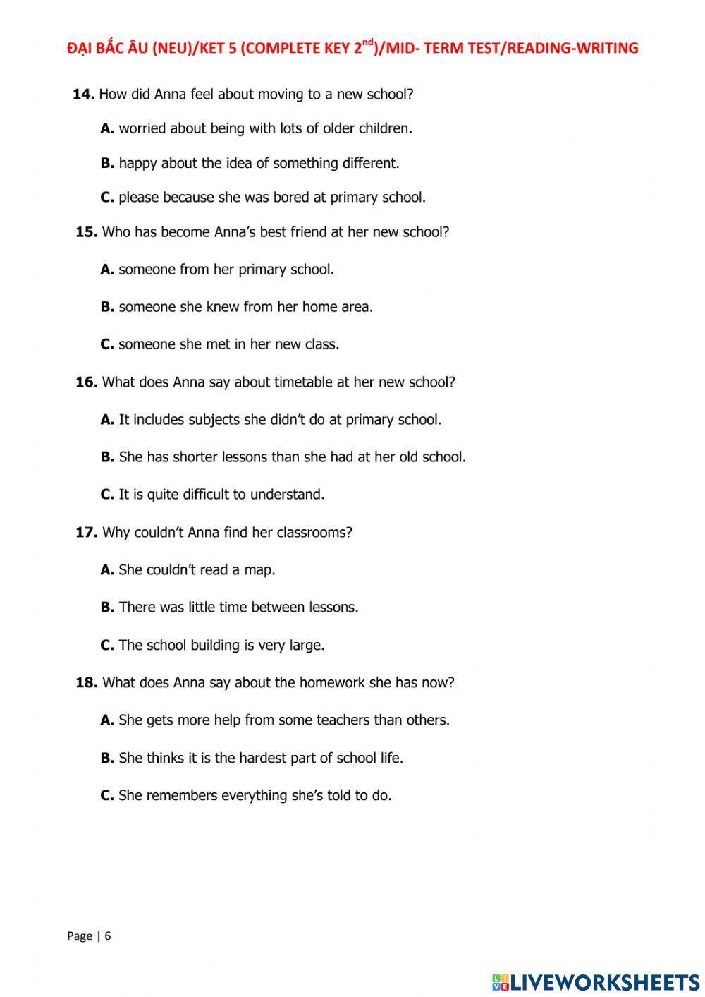 Ket 5 - mid-term test- r-w