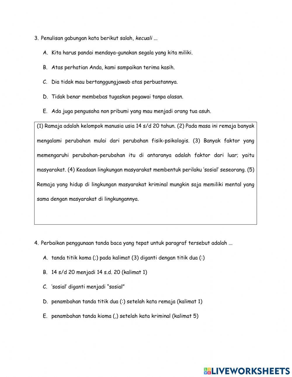 Post Test 1 Bahasa Indonesia SMA Buin Batu