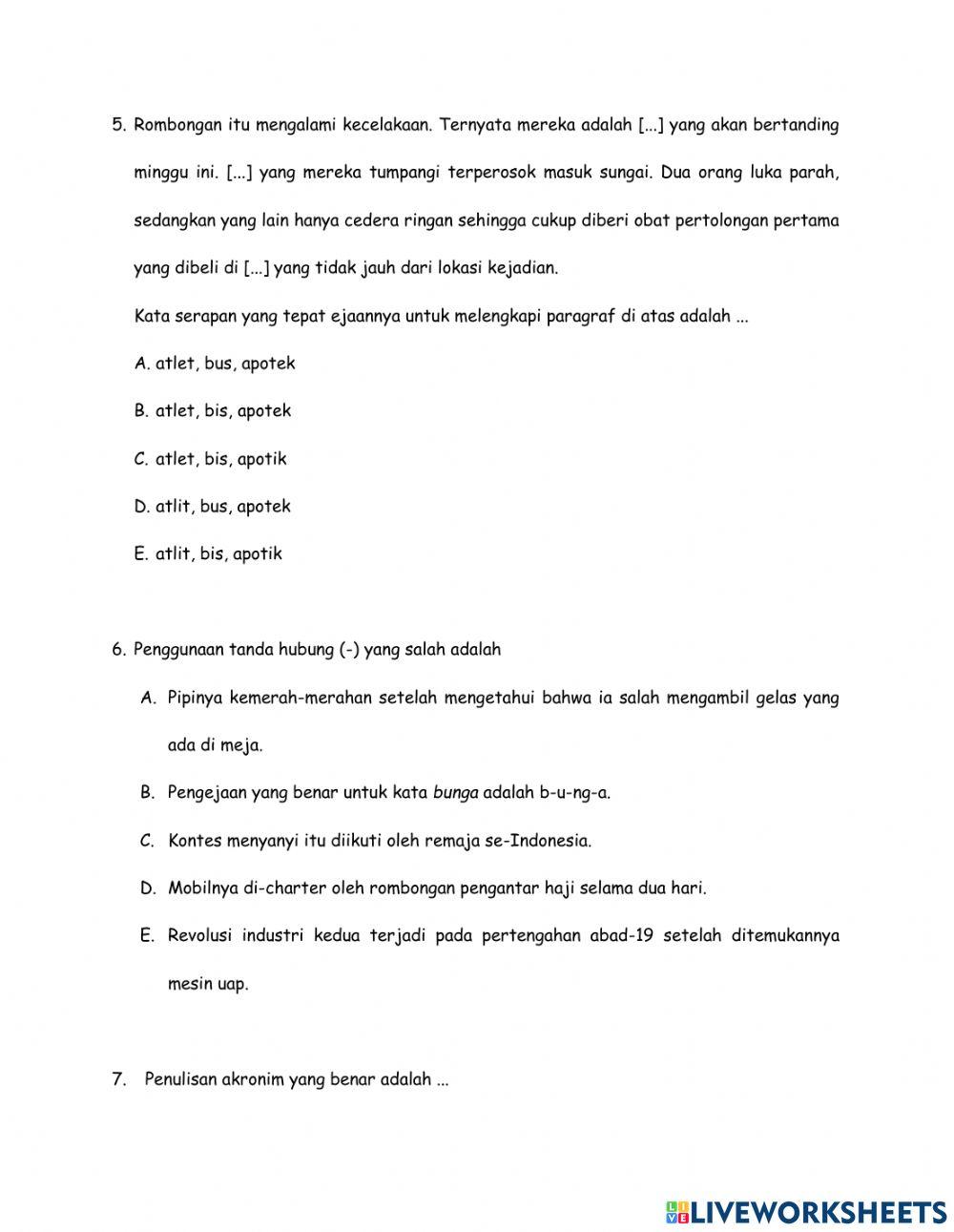 Post Test 1 Bahasa Indonesia SMA Buin Batu