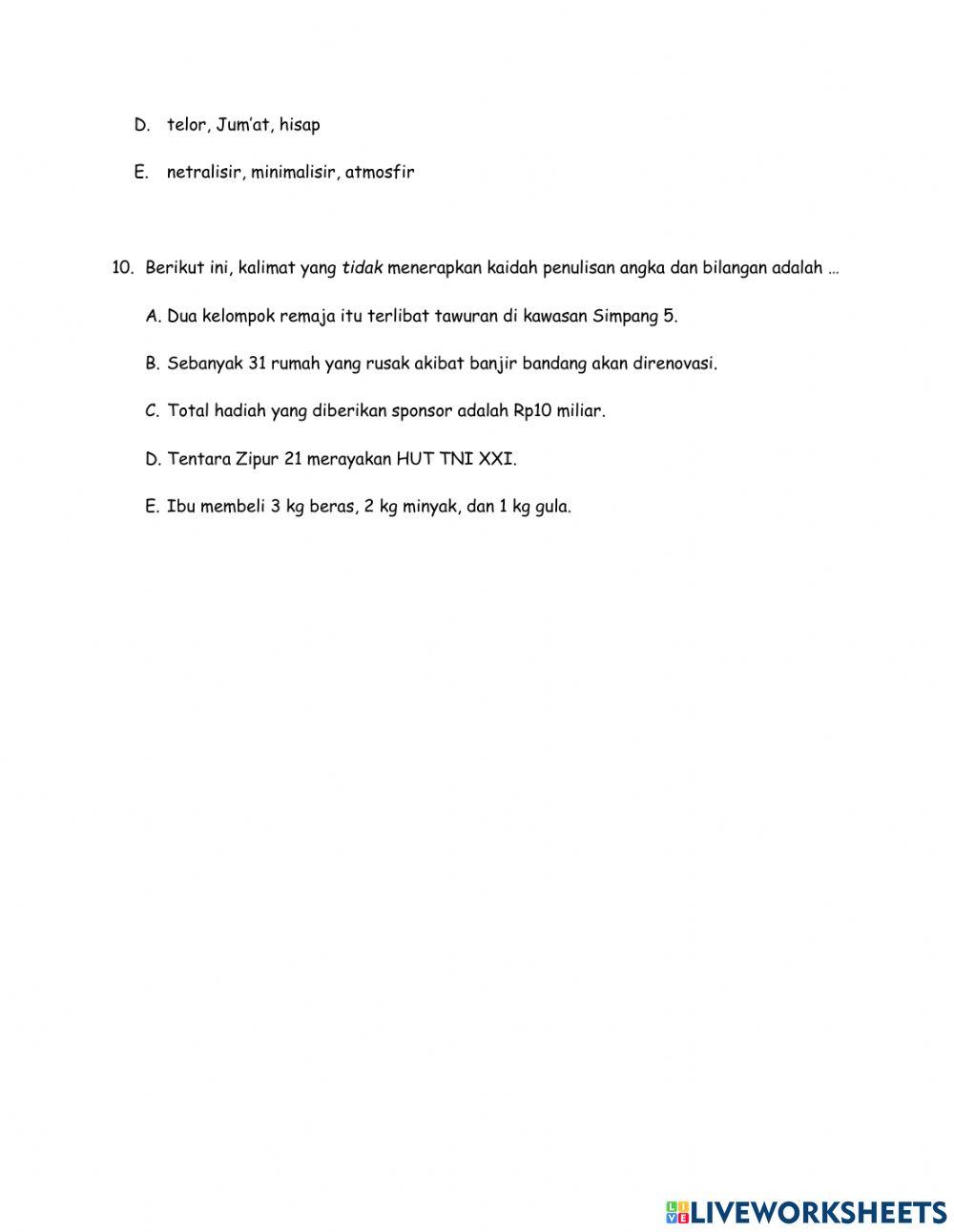 Post Test 1 Bahasa Indonesia SMA Buin Batu