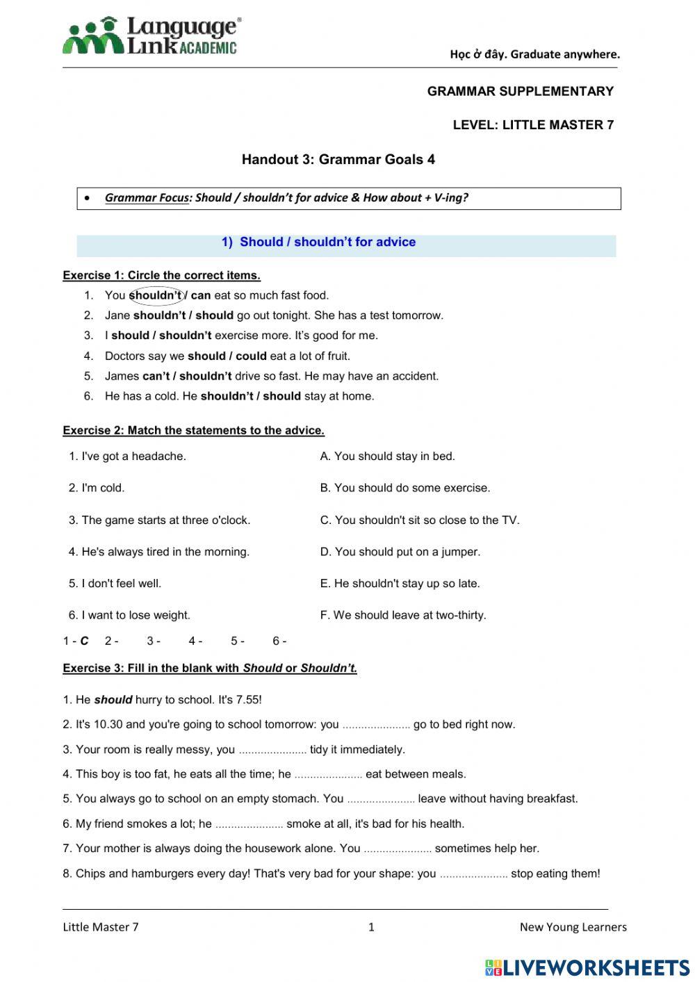 LM7. HW3 Part 2. 2234 | Hanglinh | Live Worksheets