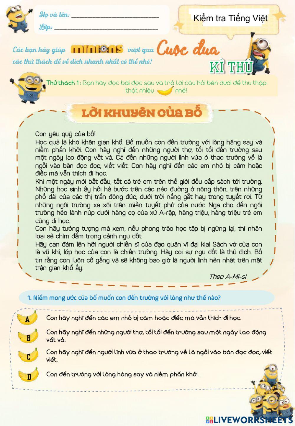 Kiểm tra Tiếng Việt