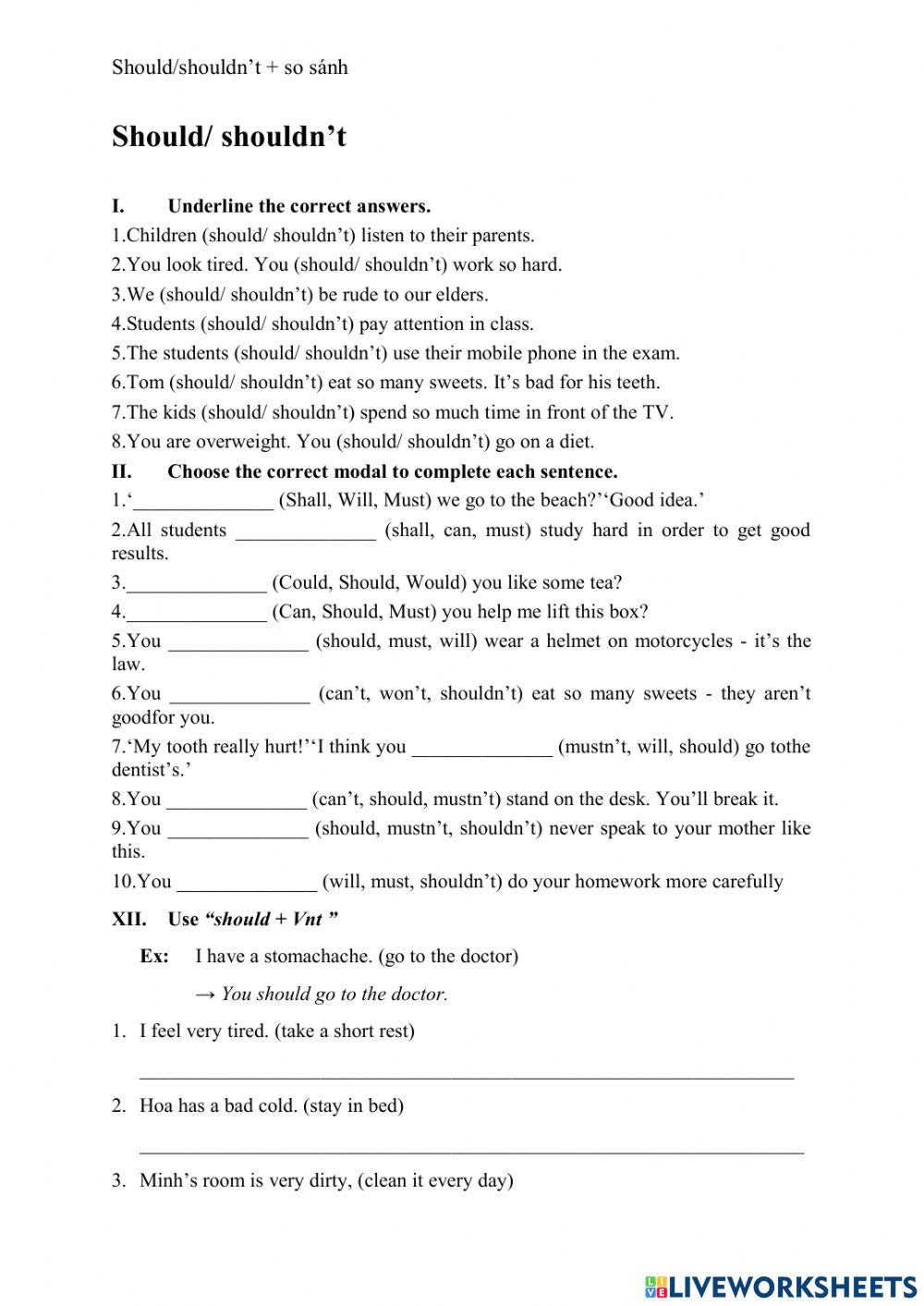 Should- shouldn't comparatives