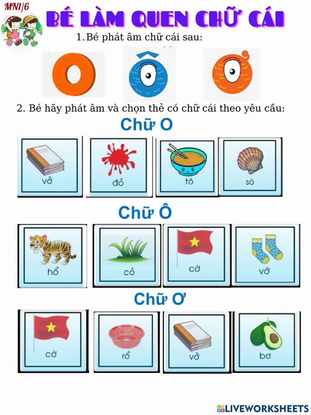 Làm quen chữ cái O, Ô, Ơ