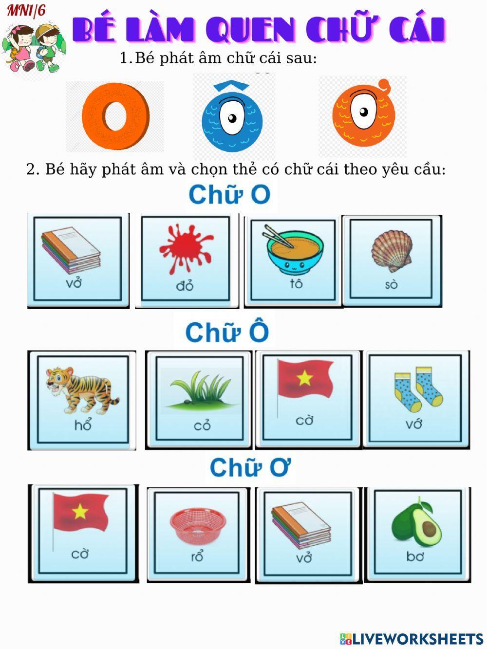Làm quen chữ cái O, Ô, Ơ