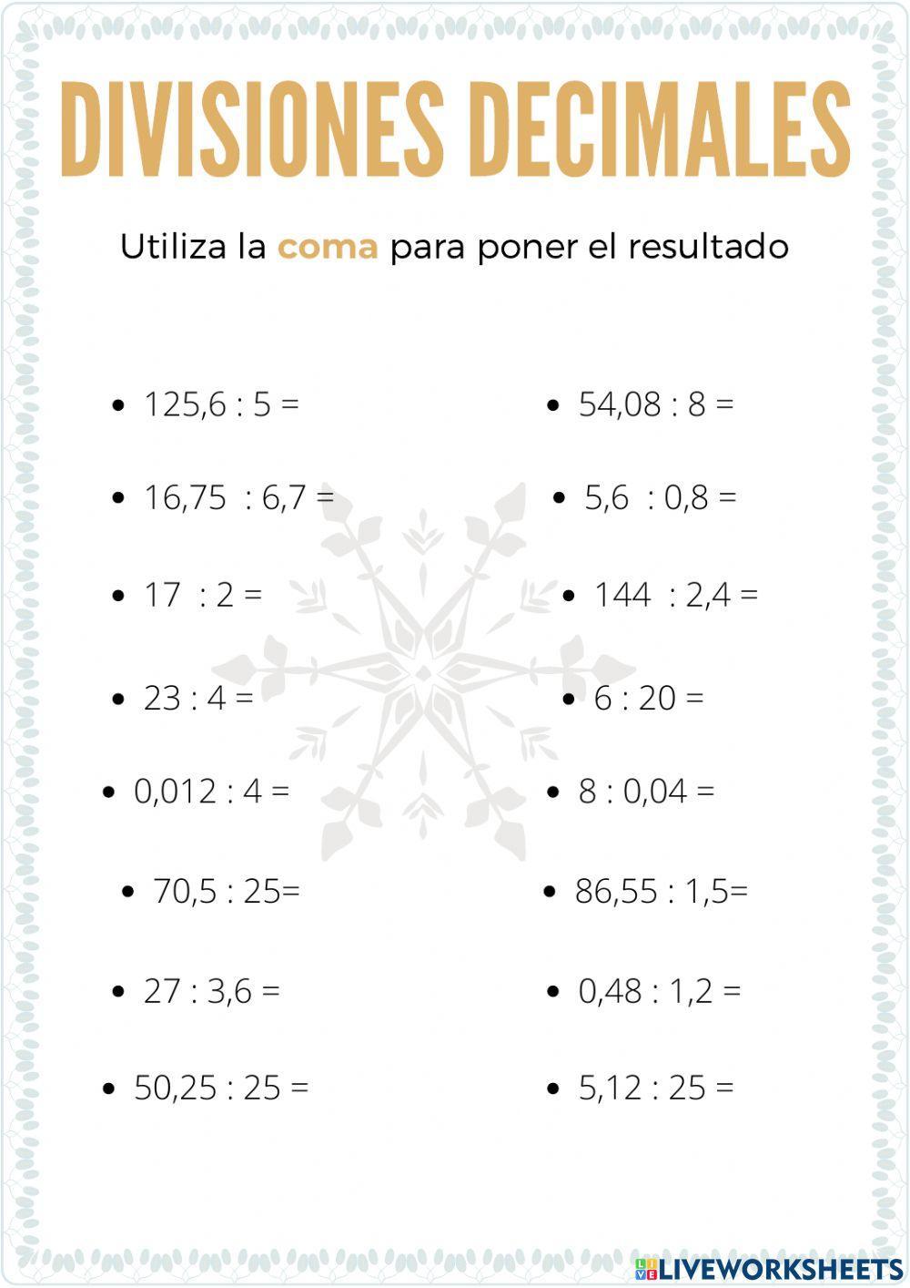 Divisiones decimales