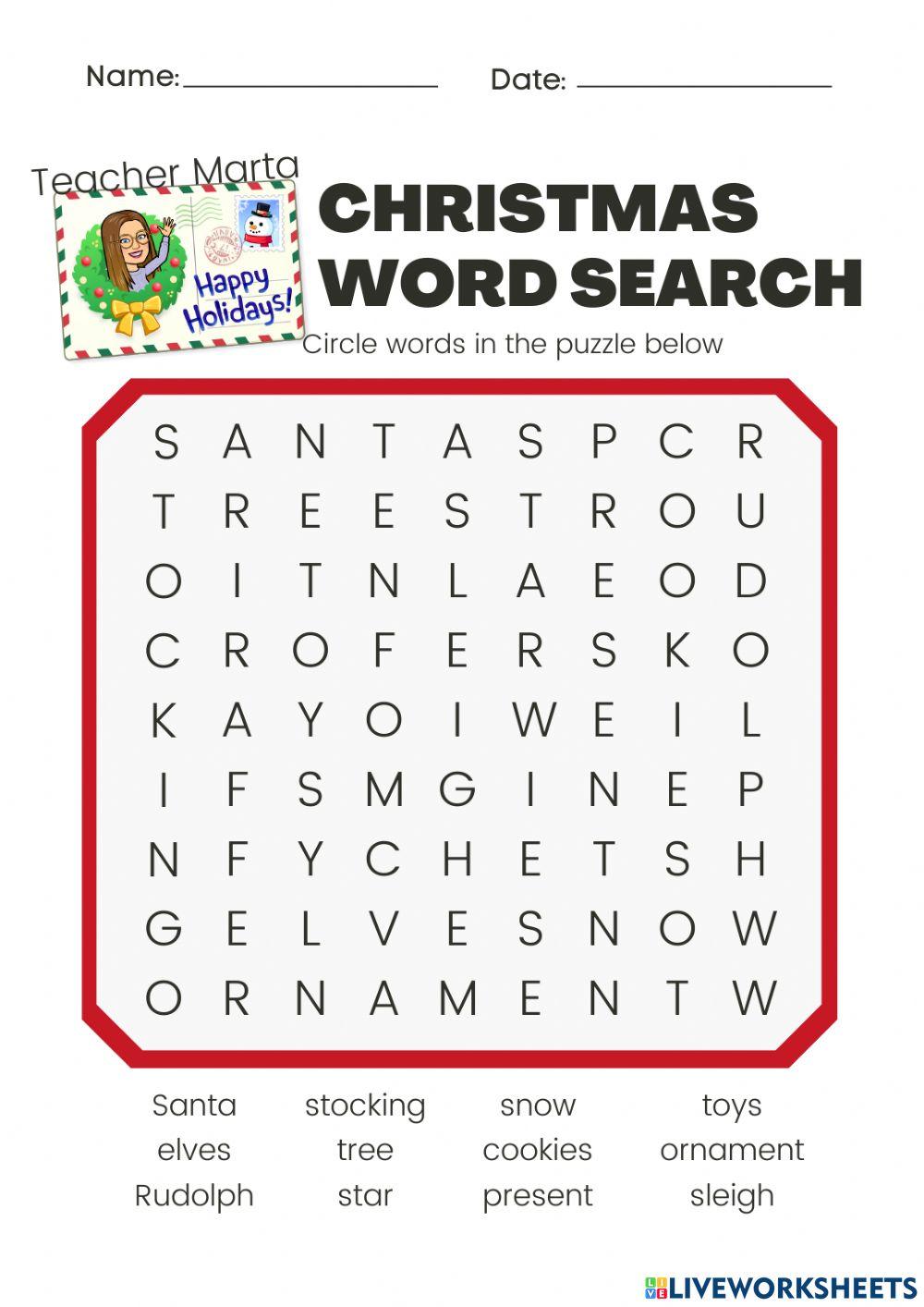 Christmas wordsearch