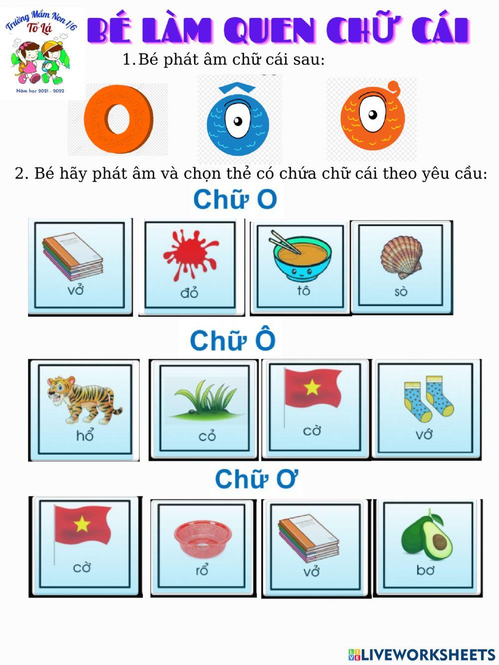 Làm quen chữ cái O, Ô, Ơ