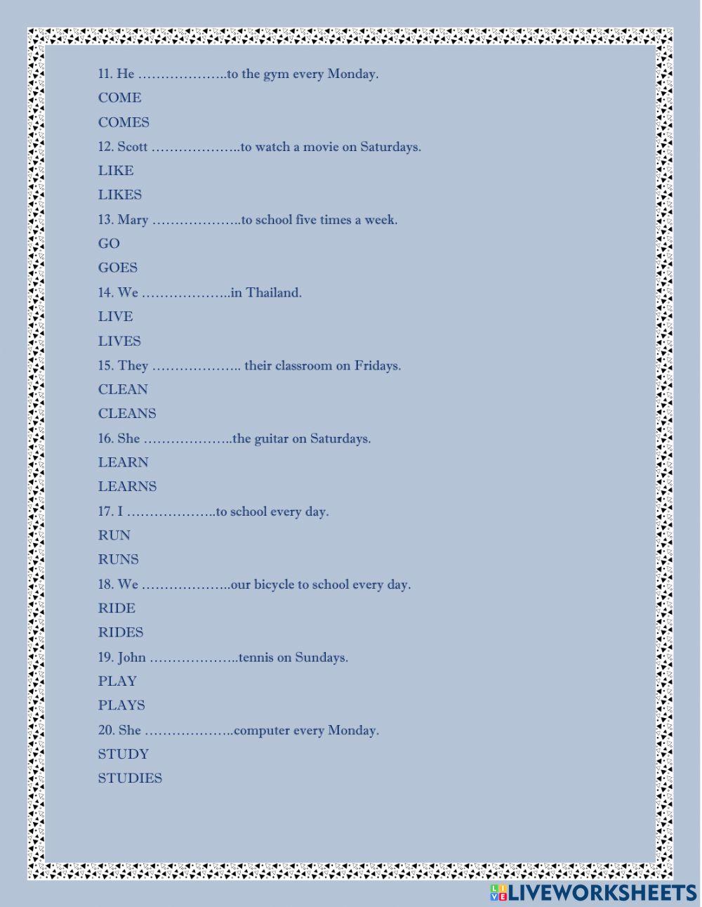 Present simple - affirmative