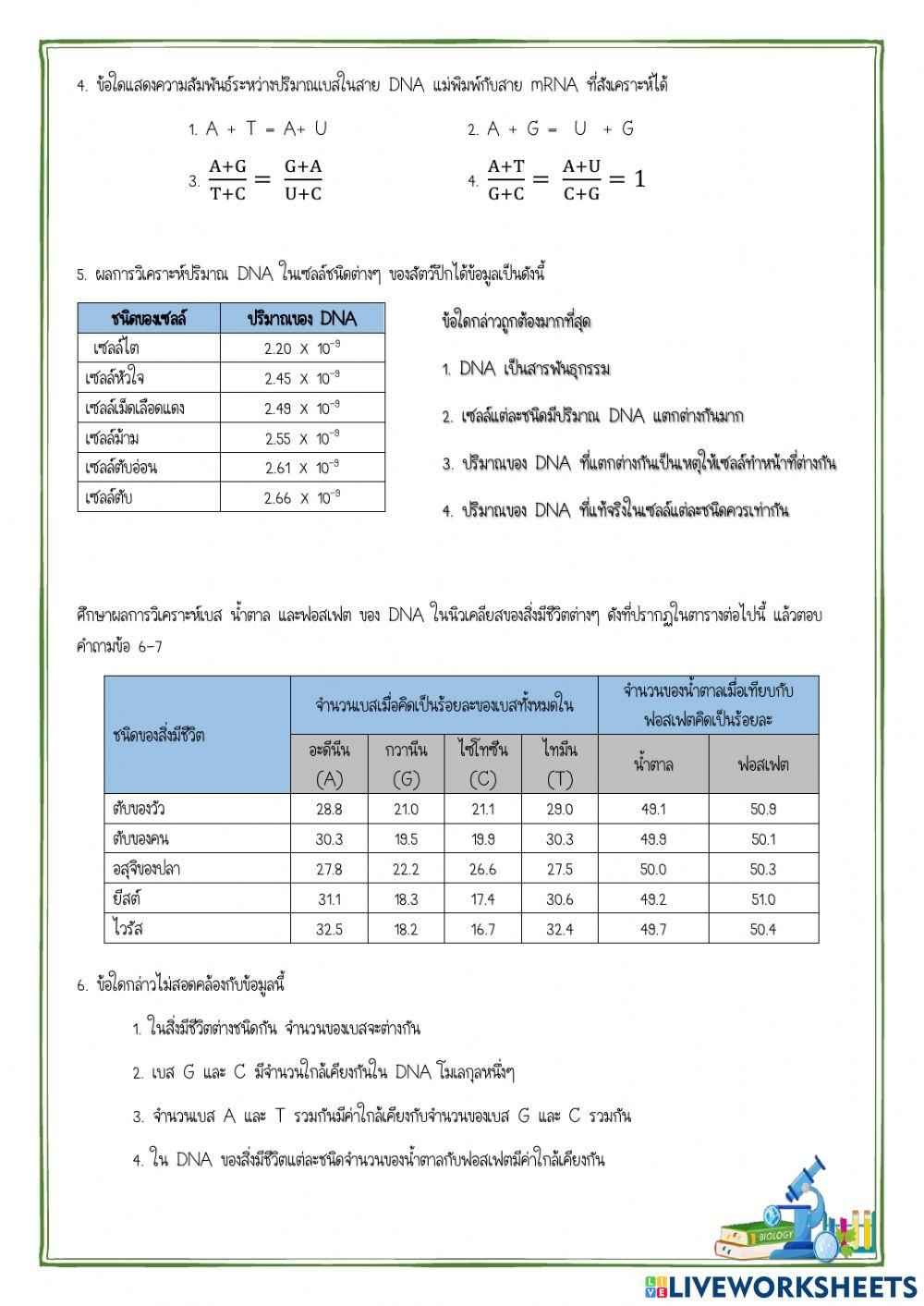 ข้อสอบ บทที่ 2 ยีนและโครโมโซม 