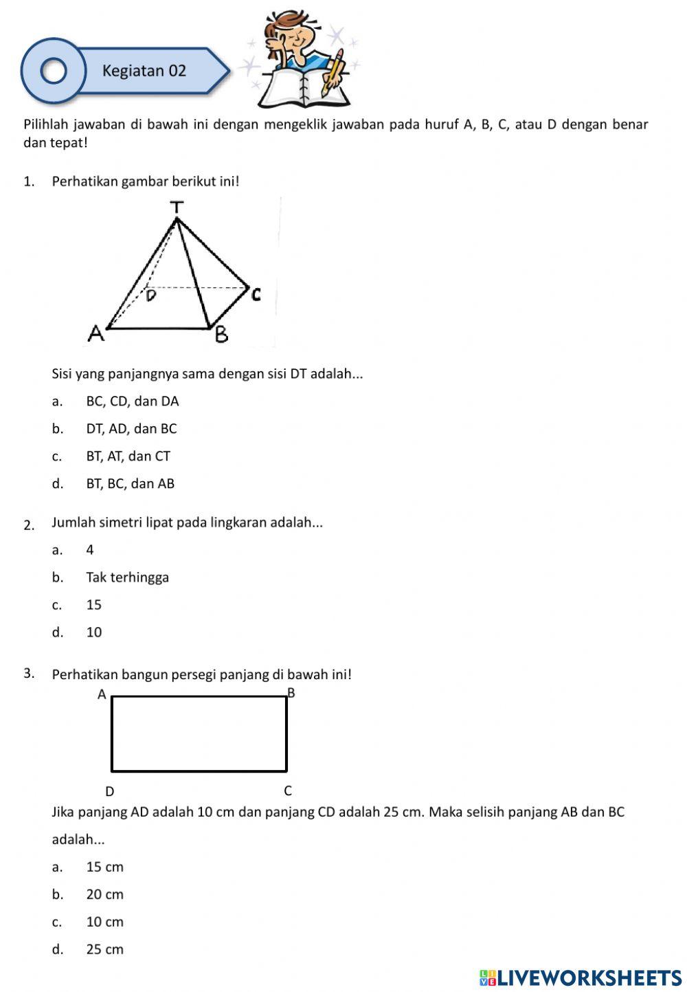 Worksheet Bangun Datar SMP