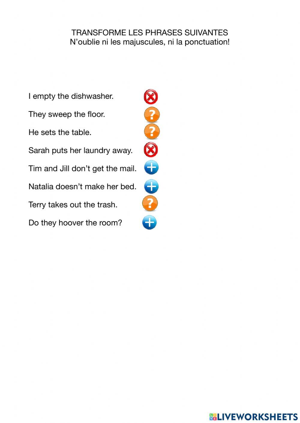 Chores and simple present 2