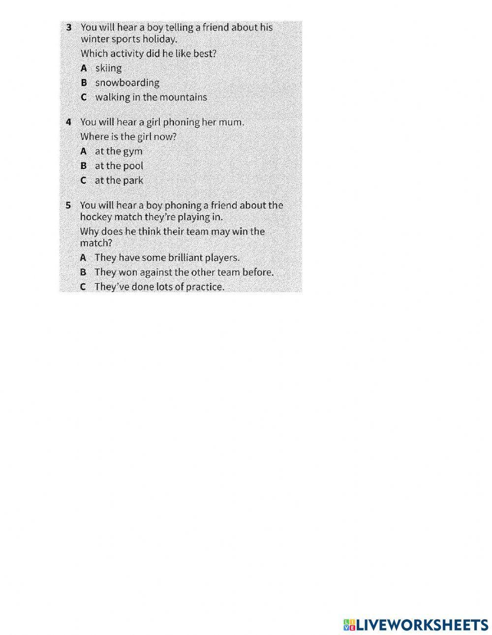 Complete ket - unit 5 - listening