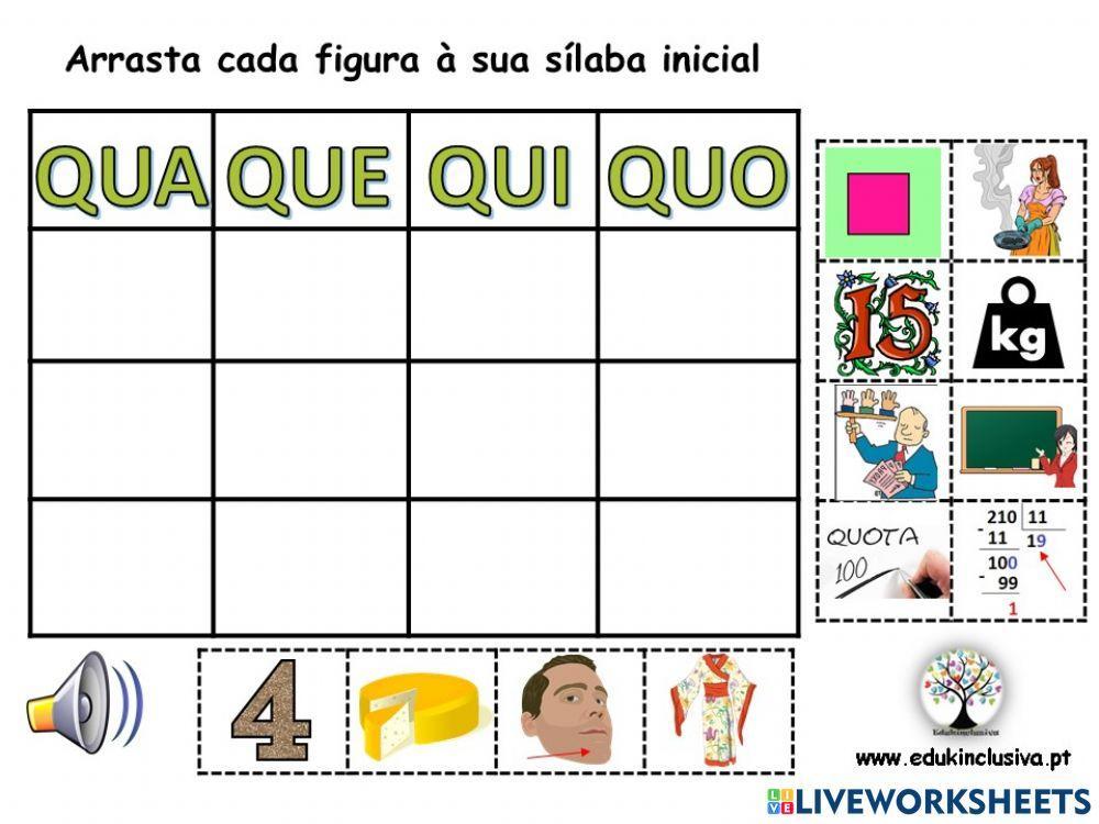 Arrasta cada figura à sua sílaba inicial