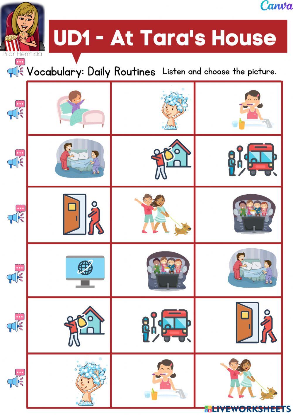5EP UD1 Story vocabulay Daily routines At Tara's House
