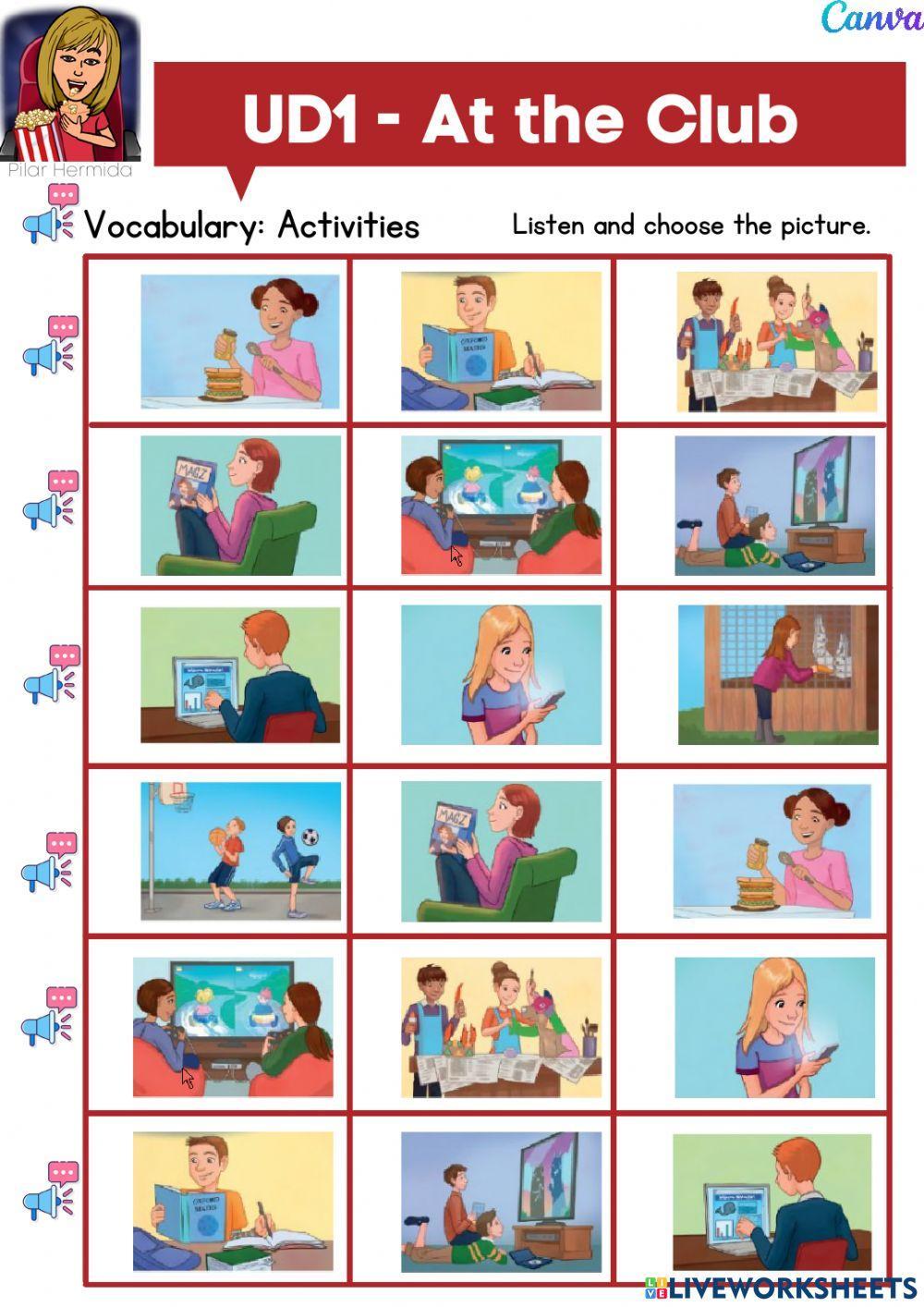 6EP UD1 Story vocabulay Activities At the Club