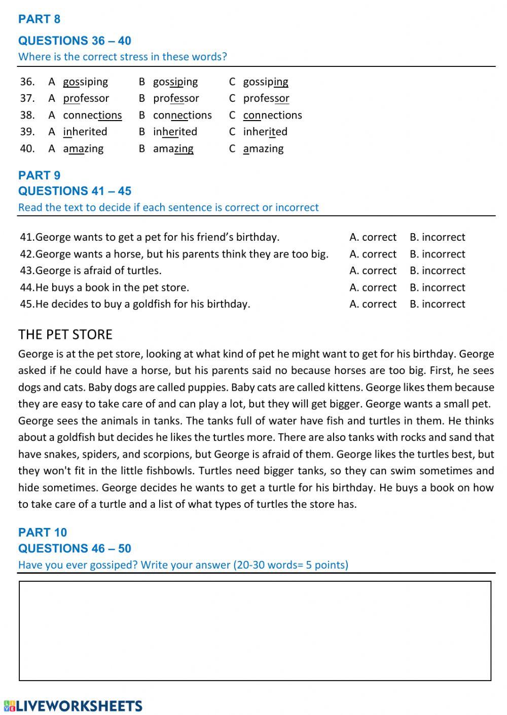 Thirteenth cycle exam A