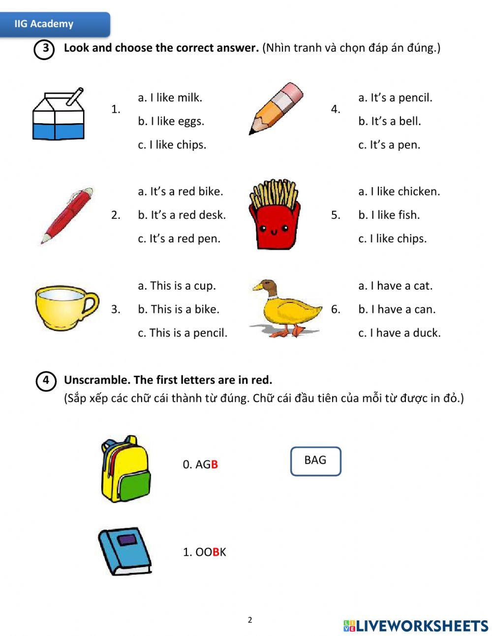 IIG-Grade 1-Worksheet 16