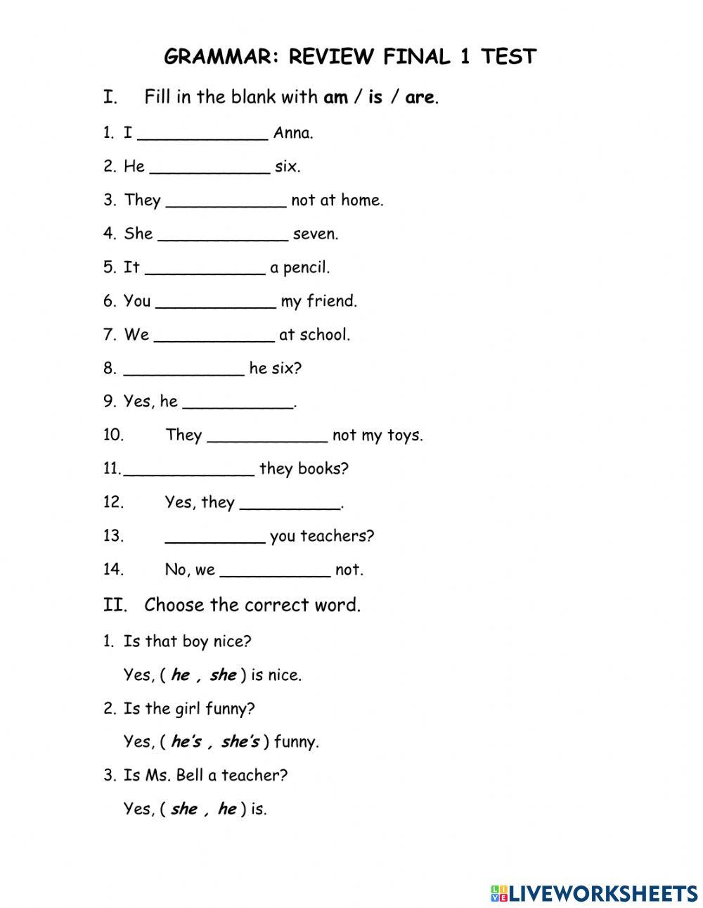Grammar 1 review final 1