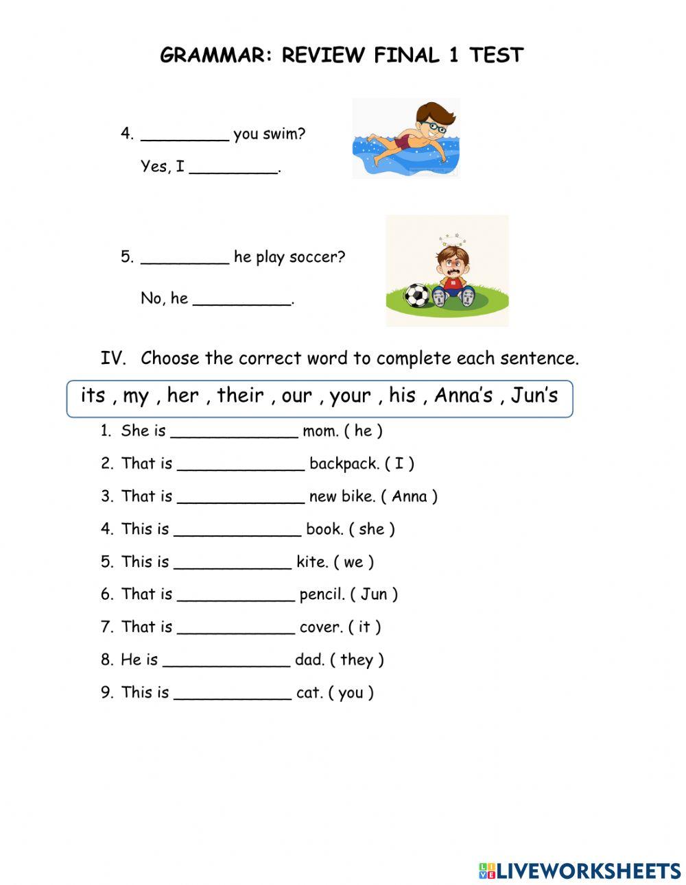 Grammar 1 review final 1