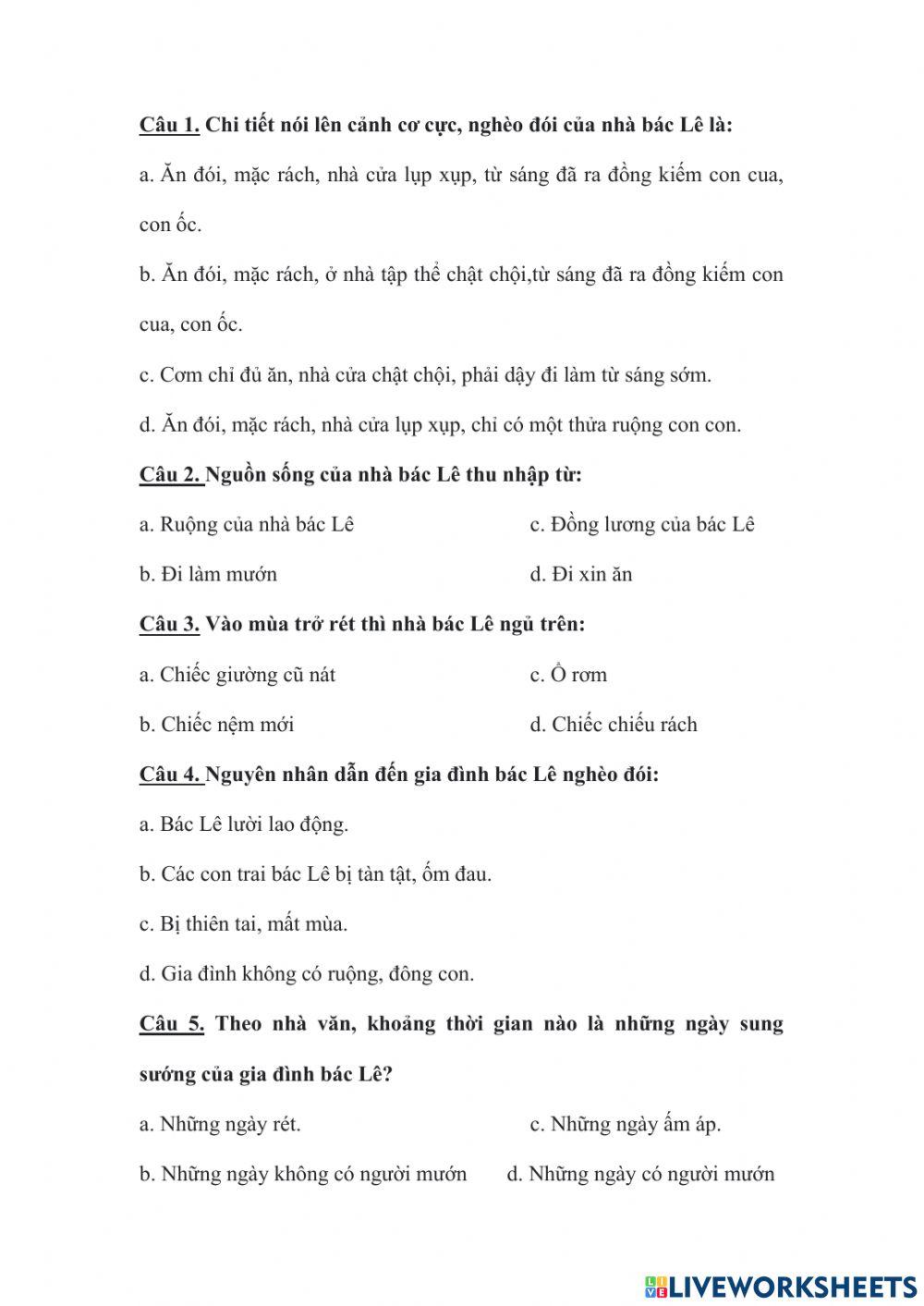 Bài tâp cuối tuần 14 môn TV