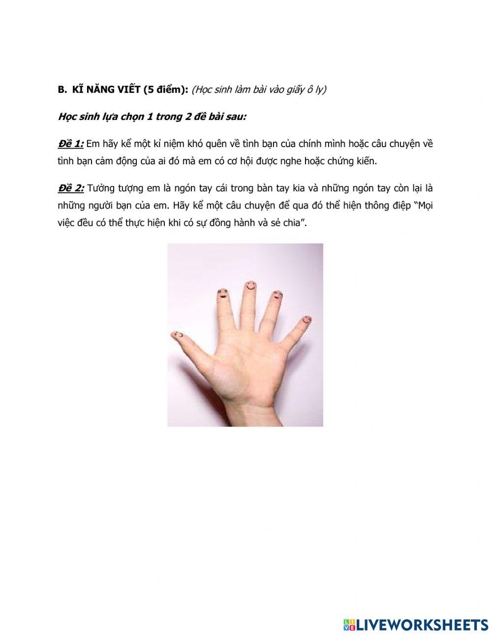 Bài khảo sát năng lực ngôn ngữ học sinh vào lớp 4