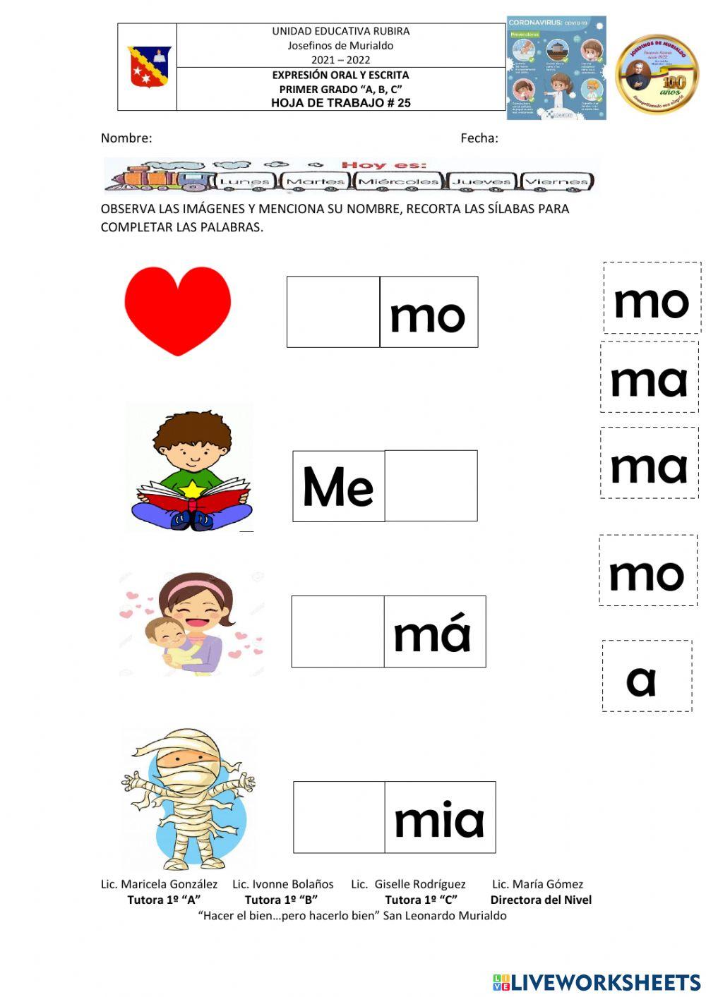 Palabras con fonema m