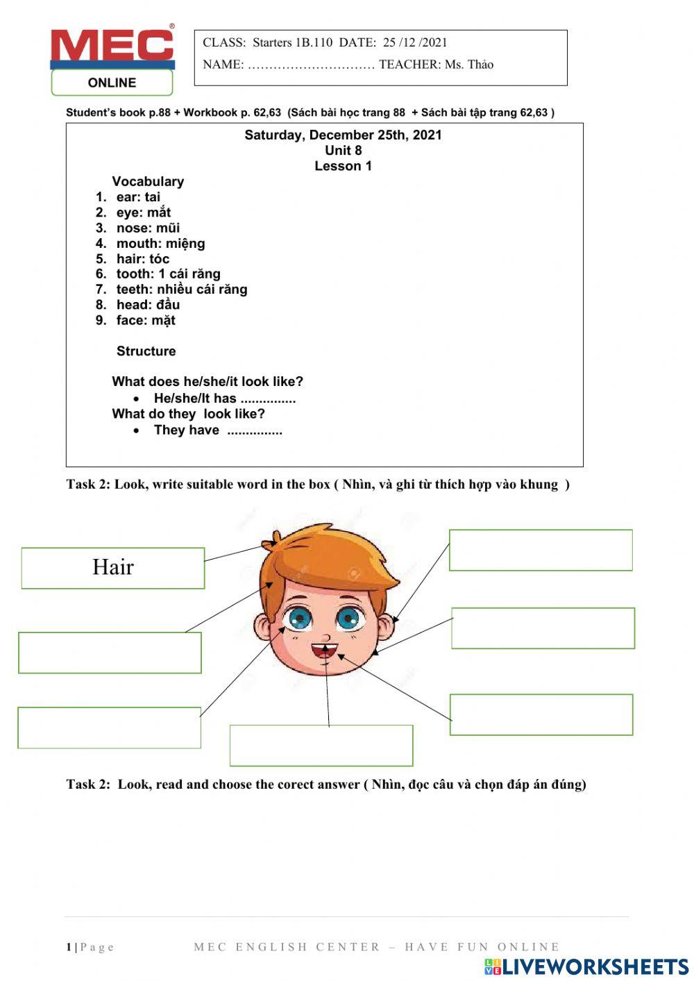 Starters 1B- Unit 8- Lesson 1