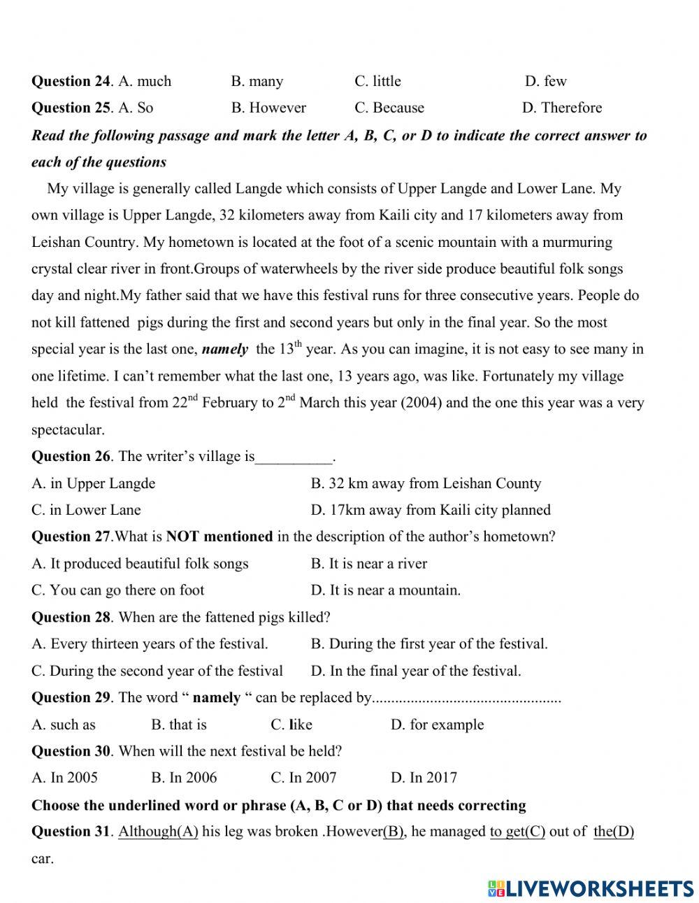 Trail test  for the 1st term test - E9
