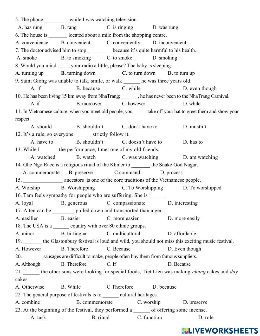 Grade 8: Đề cương kỳ 1