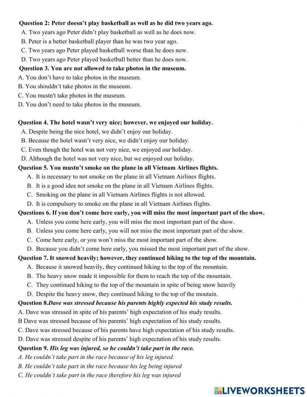 Grade 8- Đề cương 1 (part 2)- high level