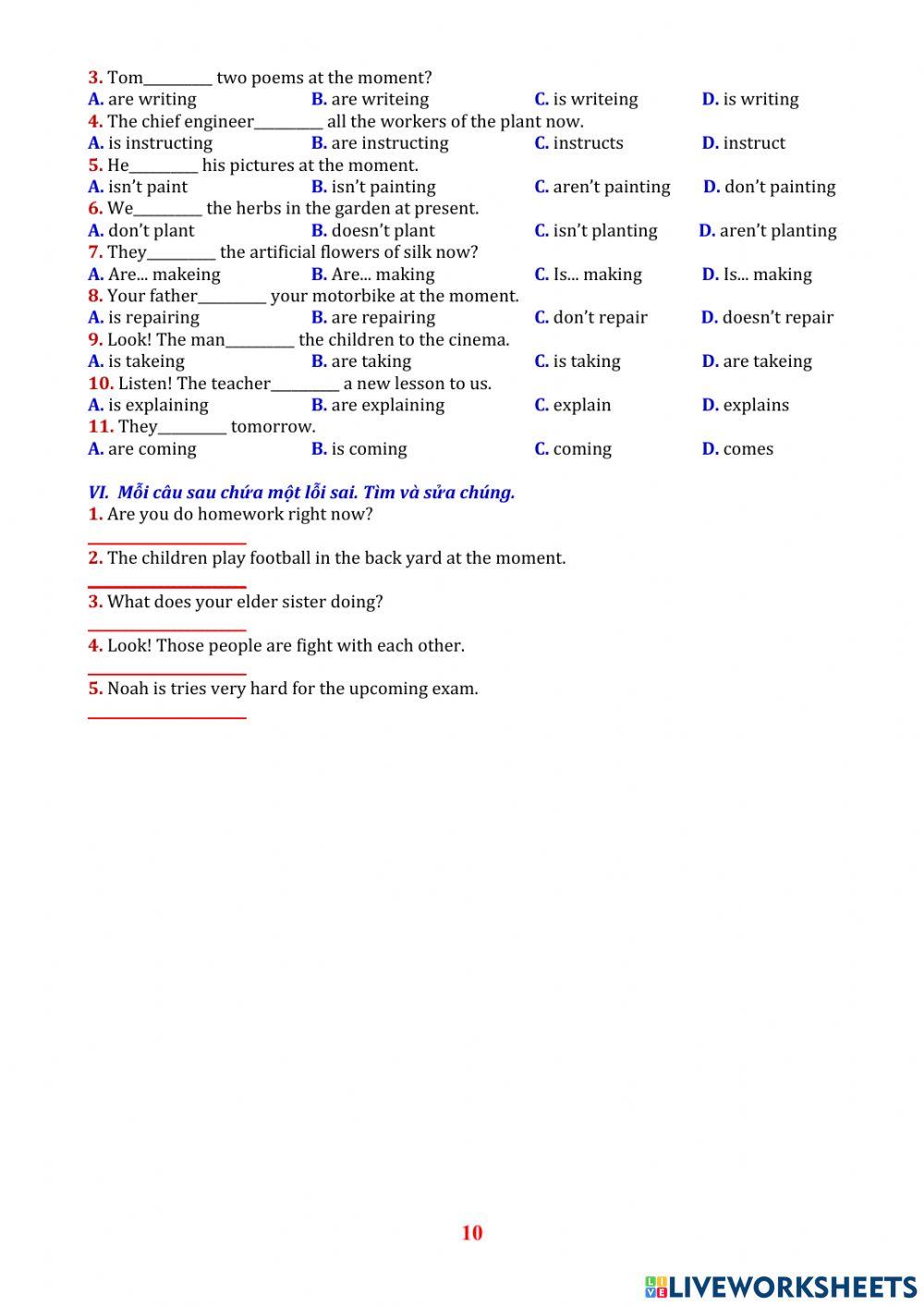 ISW6 Unit 3 Present continuous