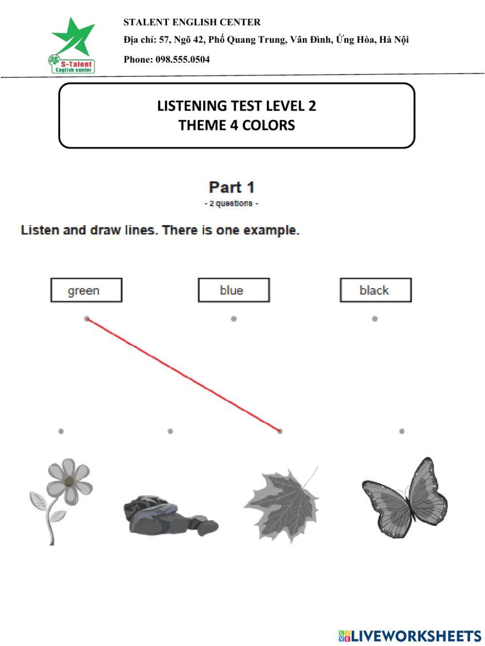 Listening test level 2 theme 4