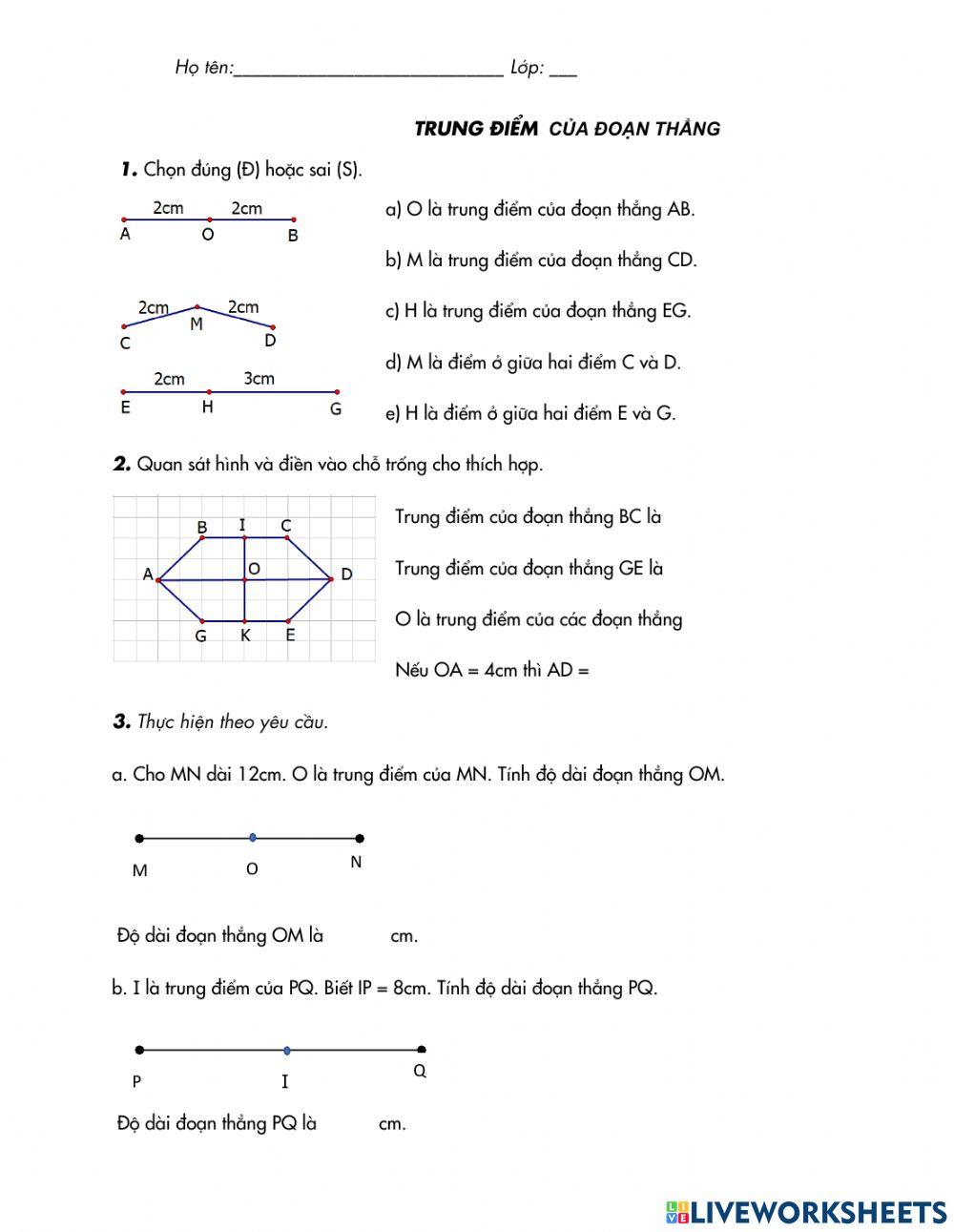 Trung điểm của đoạn thẳng
